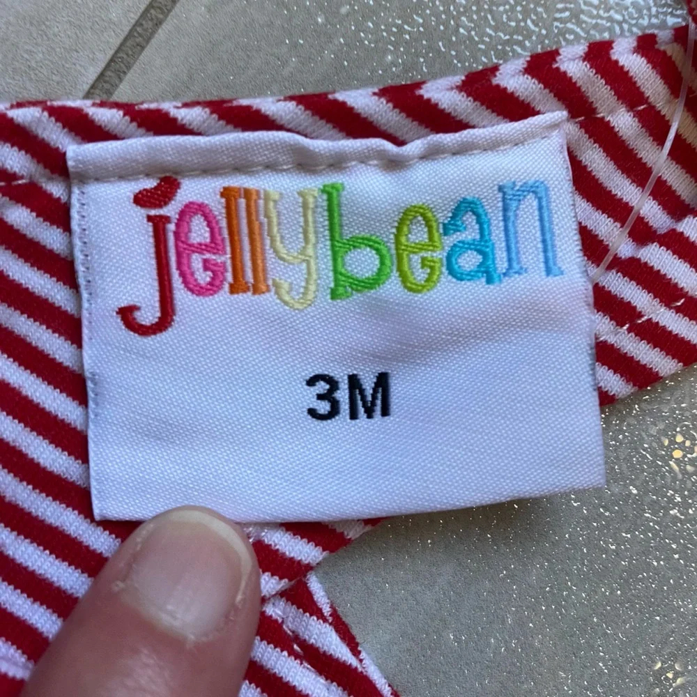 NWT JellyBean Red and White Striped Classic Swing Top and Bubble Shorts Set, 3M